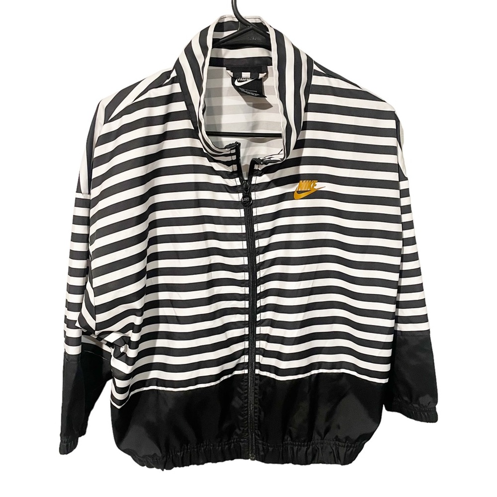 Nike Sportswear Womens Jacket XS Black White Striped‎ Pockets Full Zip CD3683